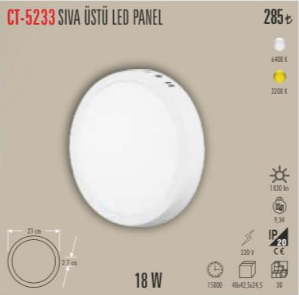 Sıva Üstü Led Panel 18 W