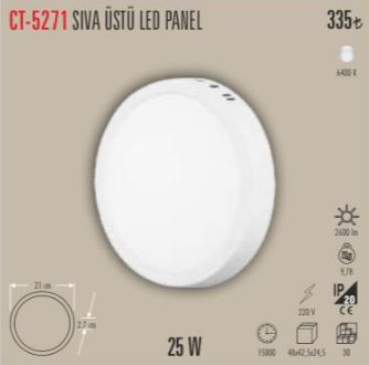 Sıva Üstü Led Panel 25 W