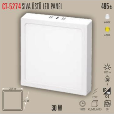 Sıva Üstü Led Panel 30 W