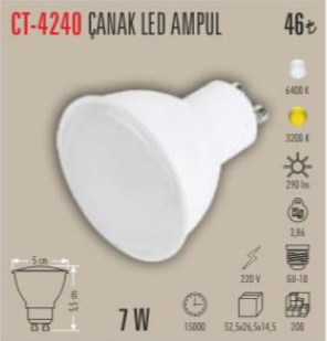 Çanak Led Ampul  7 W