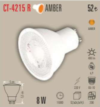 Amber Çanak Led Ampul 8 W