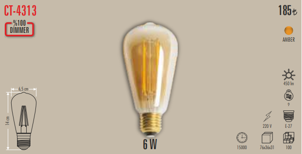 Dimmerli Rustik LED Ampul (6W)