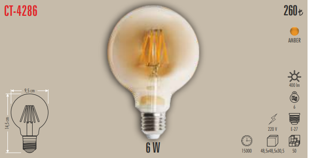 Glop Rustik LED Ampul (6W)
