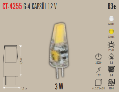 G-4 Kapsül Ampul (3W - 12V)