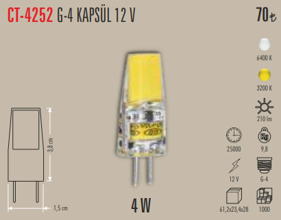 G-4 Kapsül Ampul (4W - 12V)