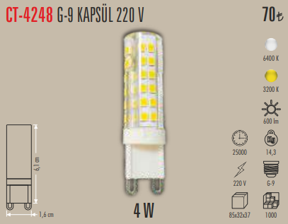 G-9 Kapsül Ampul (4W - 220V)