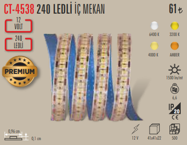 240 LED'li İç Mekan Şerit LED (12 V - Premium)