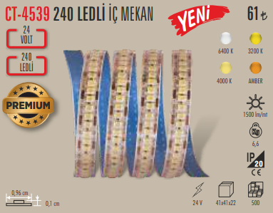 240 LED'li İç Mekan Şerit LED (24 V - Premium / YENİ)