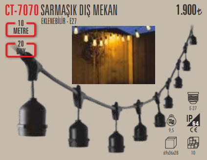 Sarmaşık Dış Mekan Aydınlatma (10 Metre / 20 Duy)