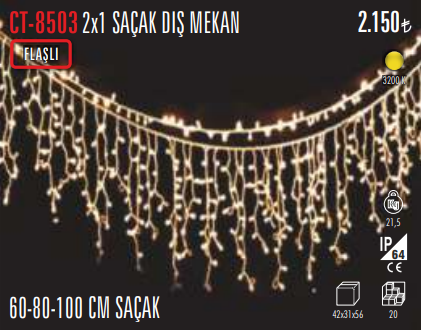 2x1 Saçak Dış Mekan Aydınlatma (Flaşlı)