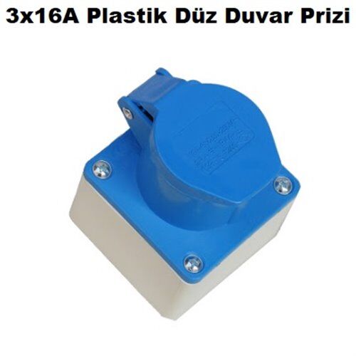 3/16A Plastik Düz Duvar Prizi