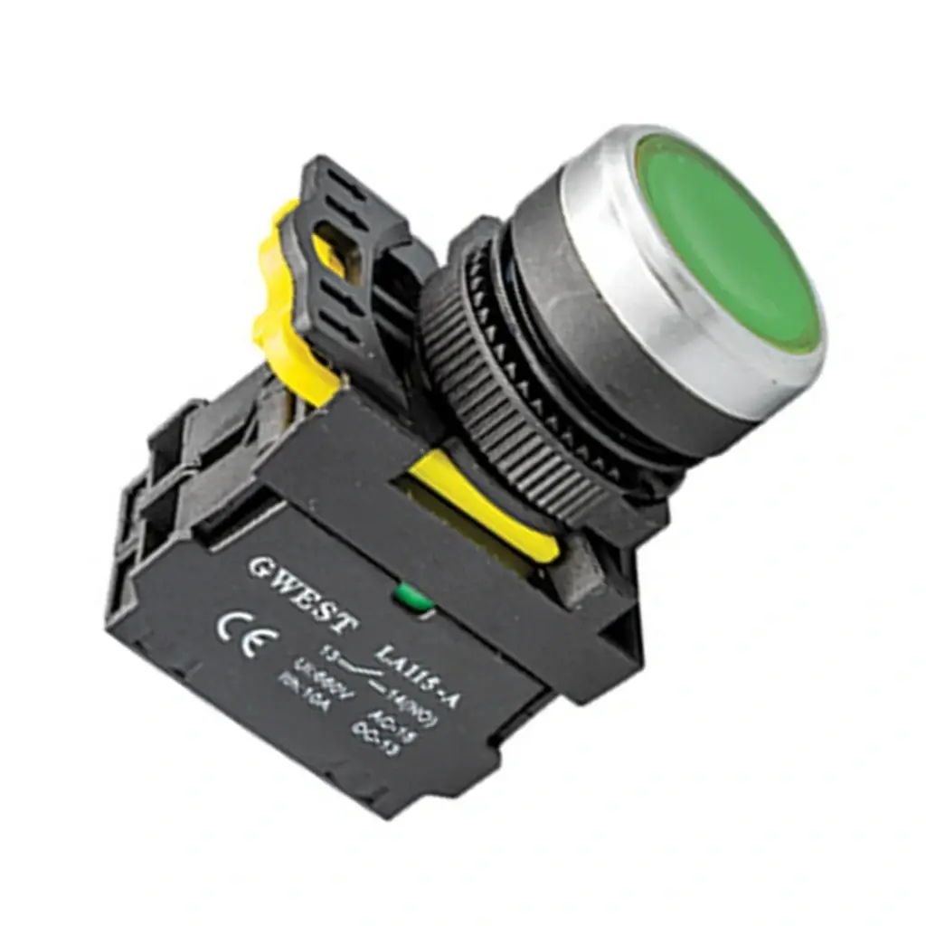 Yeşil Kalıcı Buton (220V / 22mm)